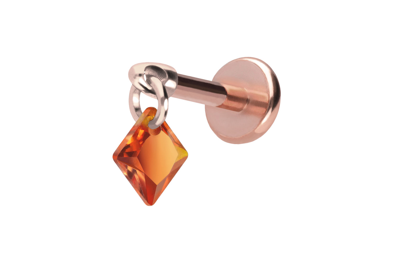 Titan Labret Piercing mit Push Fit KRISTALLQUADRAT